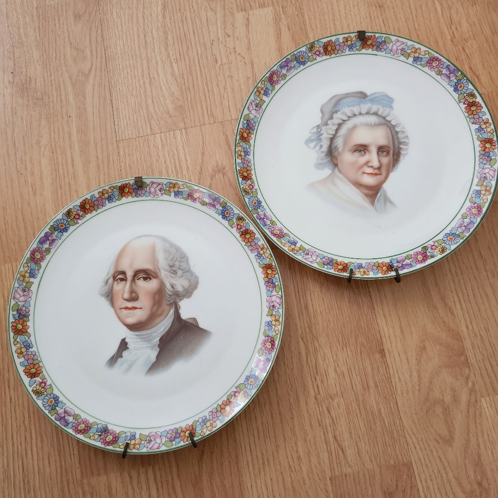 Vintage J&C Barvaria George And Martha Washington collector's plates